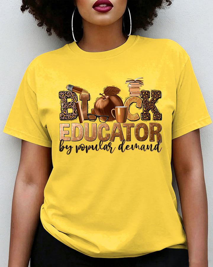 100% Cotton Black Educator Crew Neck Short Sleeve Tshirt