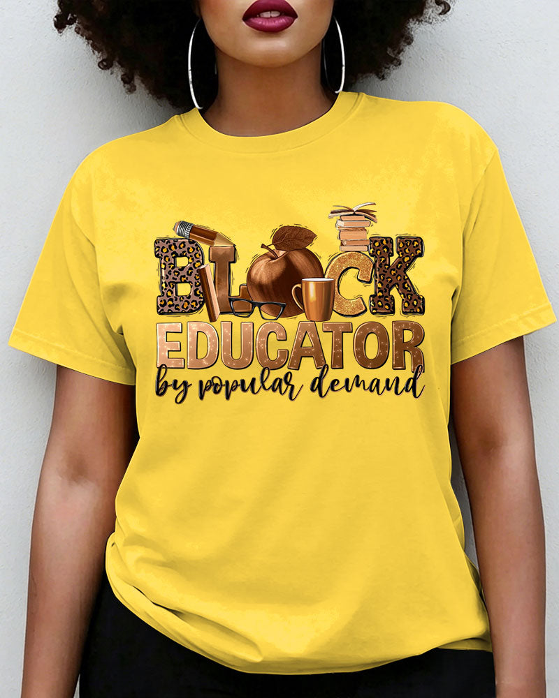 100% Cotton Black Educator Crew Neck Short Sleeve Tshirt