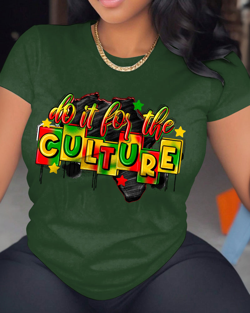 100% Cotton Do It for The Culture Sublimation Design Crew Neck Short Sleeve Tshirt