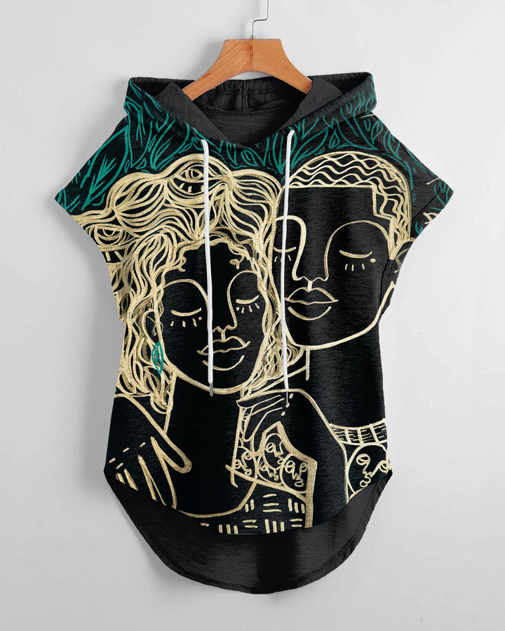 Gold Line Black Girl Drawstring Hooded Tee