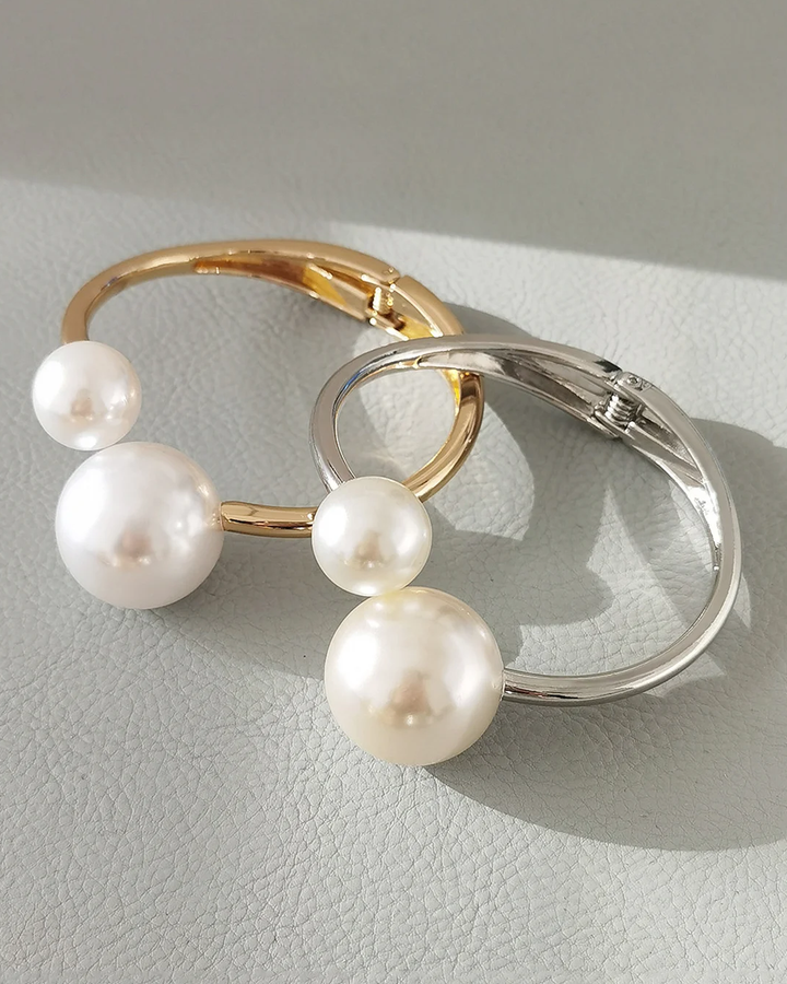 Elegant Asymmetrical Faux Pearl Cuff Bracelet