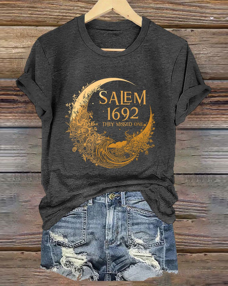 Salem 1692 They Missed One Round Neck Halloween T-Shirt