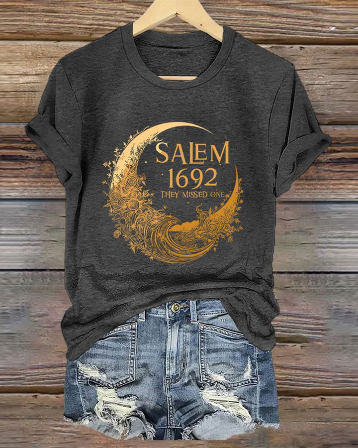 Salem 1692 They Missed One Round Neck Halloween T-Shirt