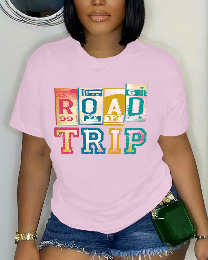 Road Trip 100% Cotton Crew Neck Short Sleeve Tshirt