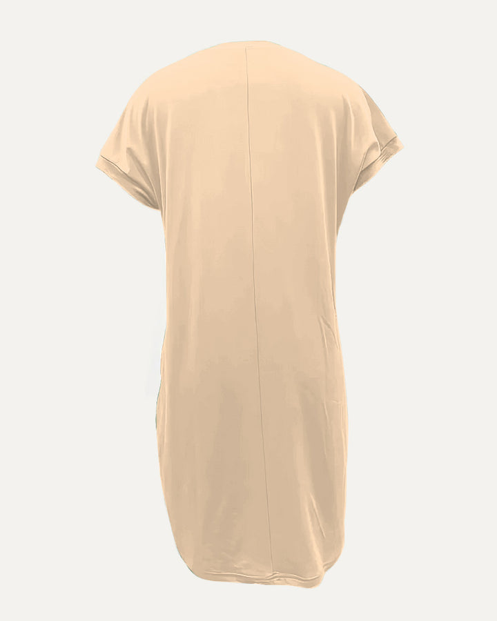 Crewneck Raglan-Sleeve Pocket Dress with Cartoon and Letter Prints