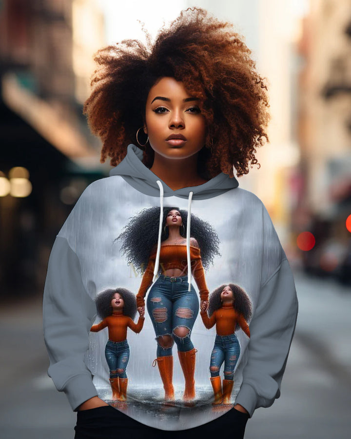 Great Mom Illustration Long-sleeved Hoodie