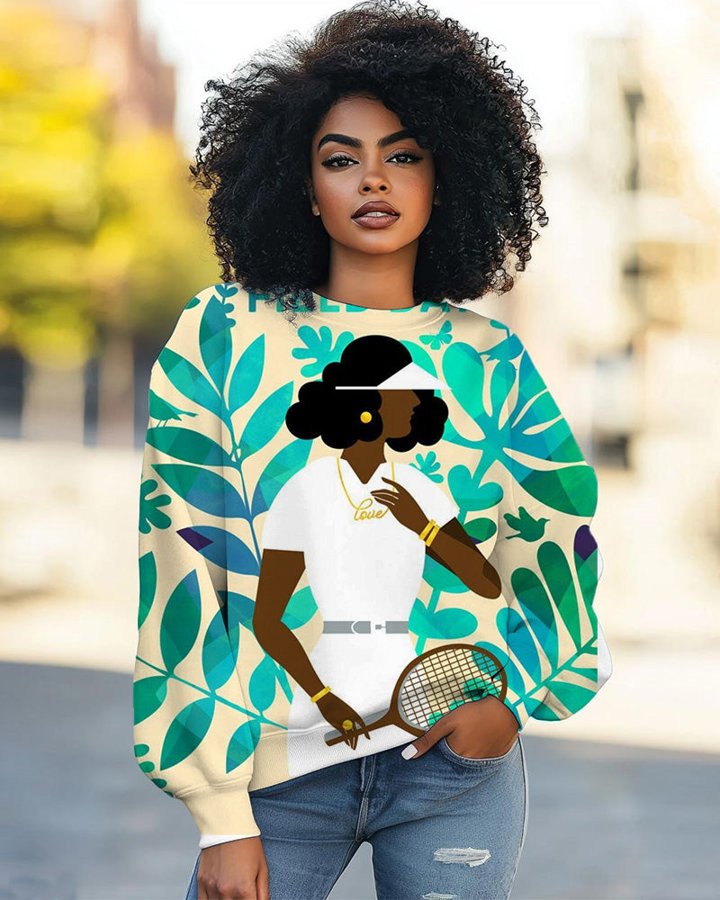 Women's Tennis Art Print Long Sleeve Sweatshirt