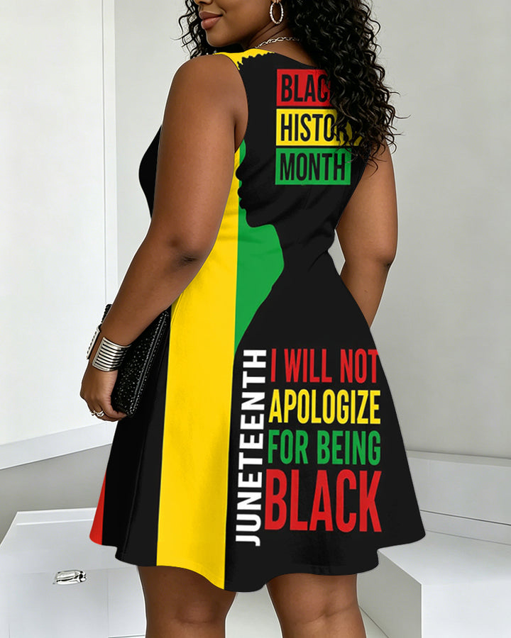Juneteenth Black Women Round Neck Sleeveless Mini Casual Dress