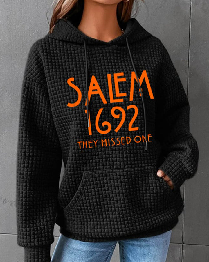 Women's 1692 They Missed One Salem Witch Print Waffle Hoodie