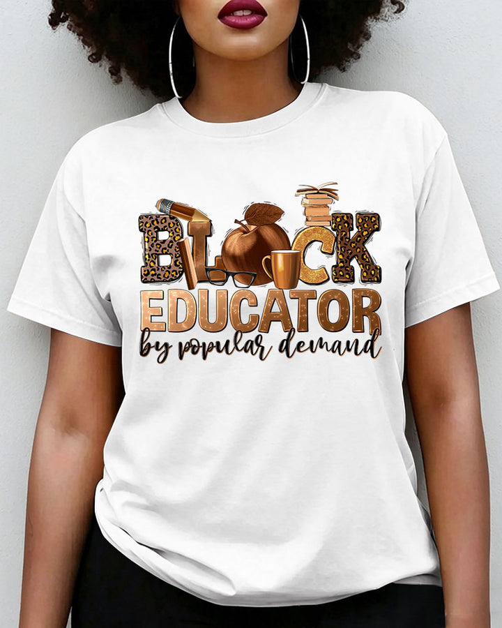 100% Cotton Black Educator Crew Neck Short Sleeve Tshirt
