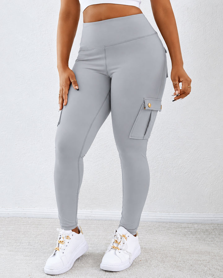 Women's High Waist Cargo Leggings, Butt Lifting Stretch Workout Pants with Multi Pockets