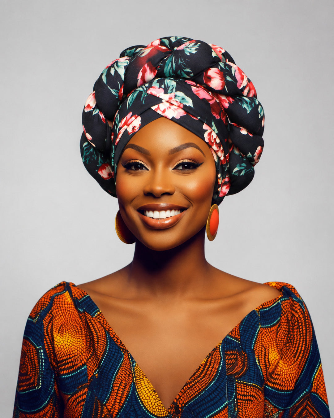 Fun Print Sponge Pigtail Turban Hat Headscarf Hat