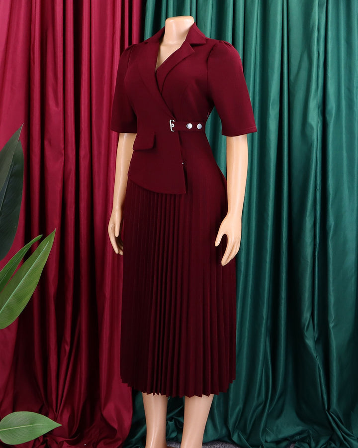 Blazer Pleated Midi Business Dress