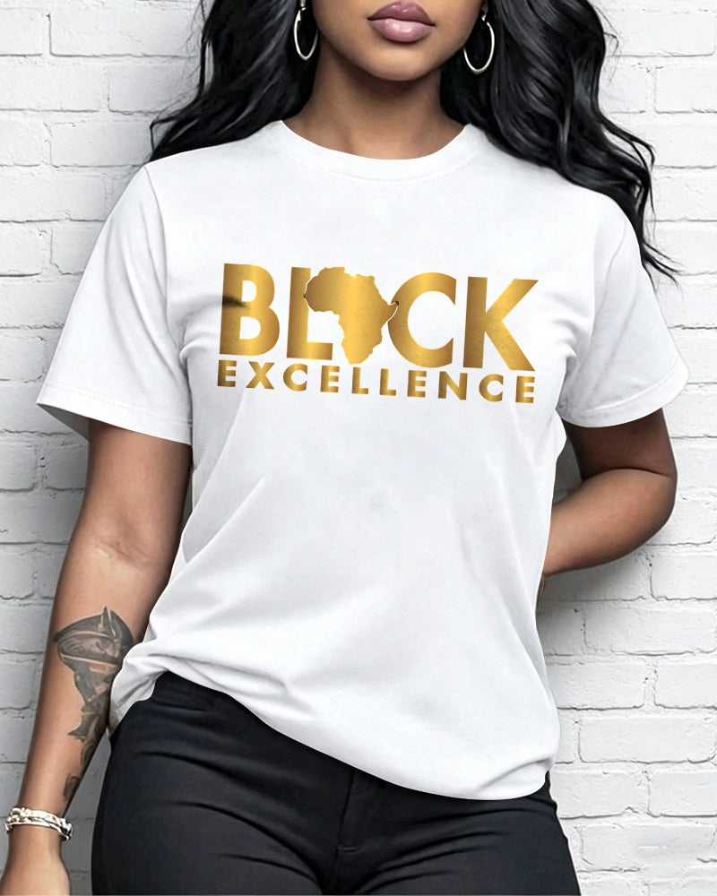 100% Cotton Black Excellence Crew Neck Short Sleeve Tshirt