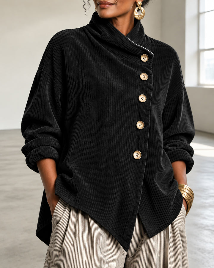 Women's Corduroy Asymmetric Button Jacket