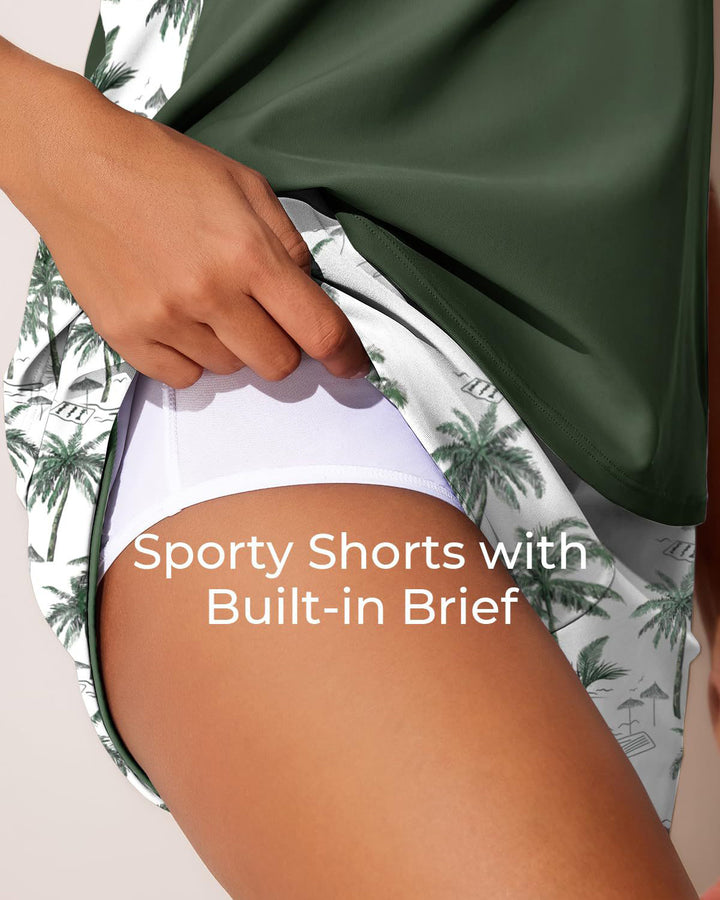 Hawaiian Coconut Tree Shorts Two-Piece Swimsuit