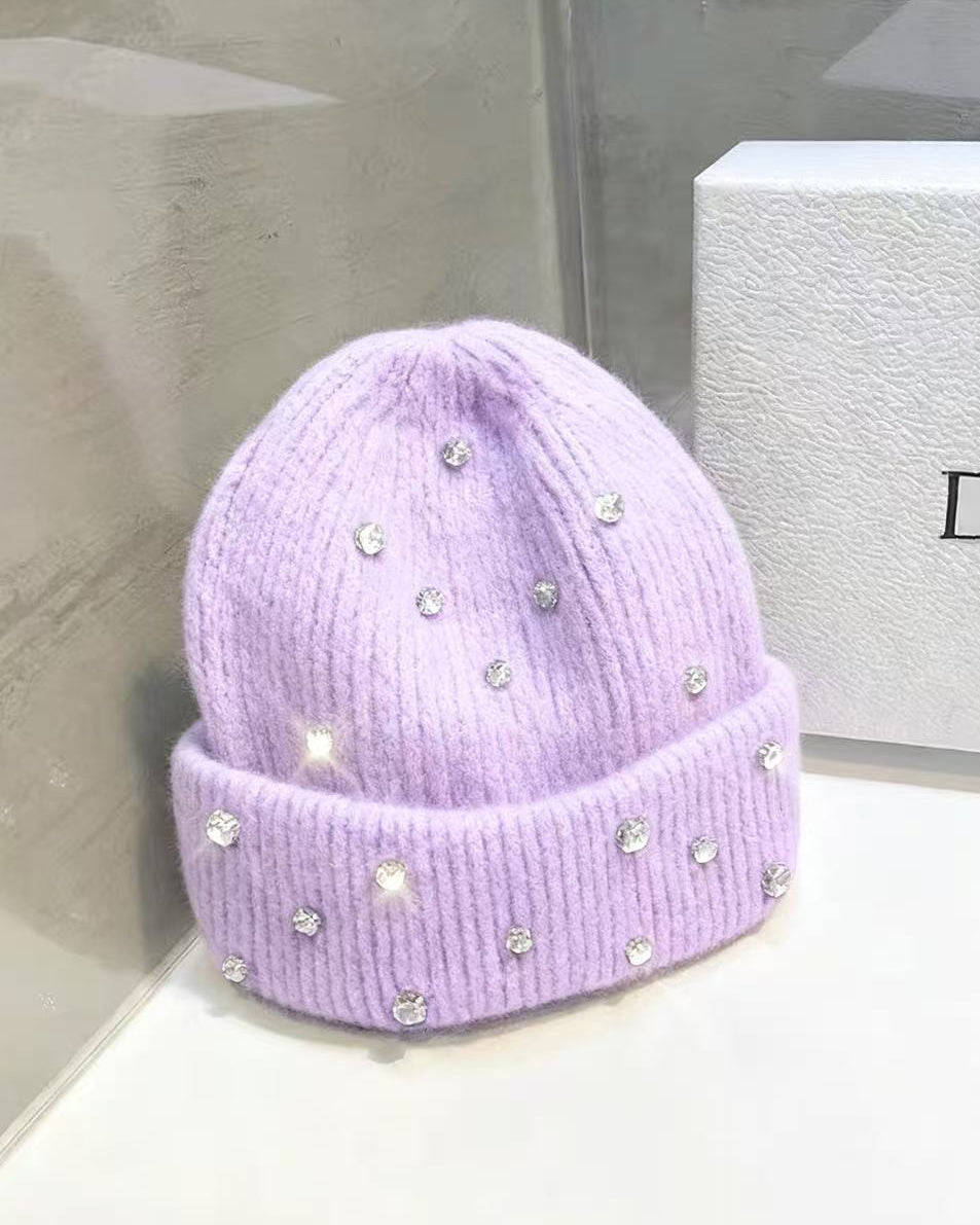 Rhinestone-embellished Knitted Warm Hat