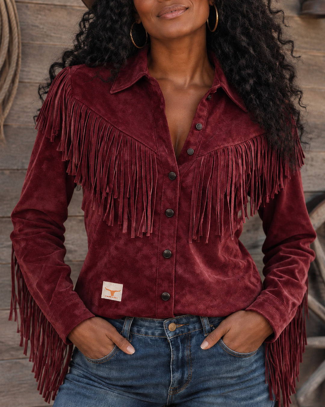 Women's Western Faux Suede Fringe Shirt