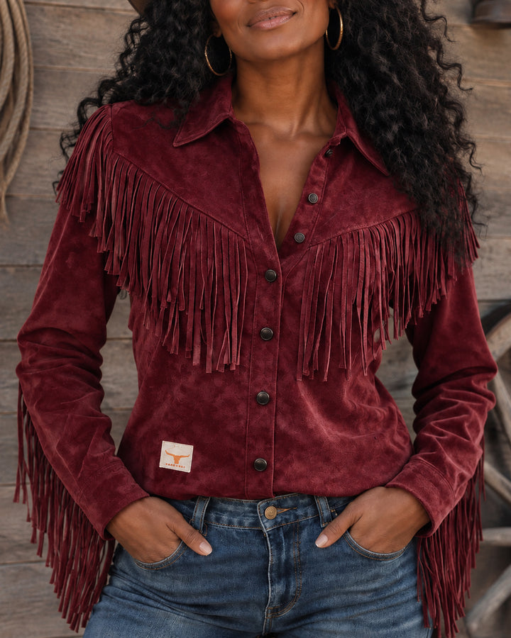 Women's Western Faux Suede Fringe Shirt