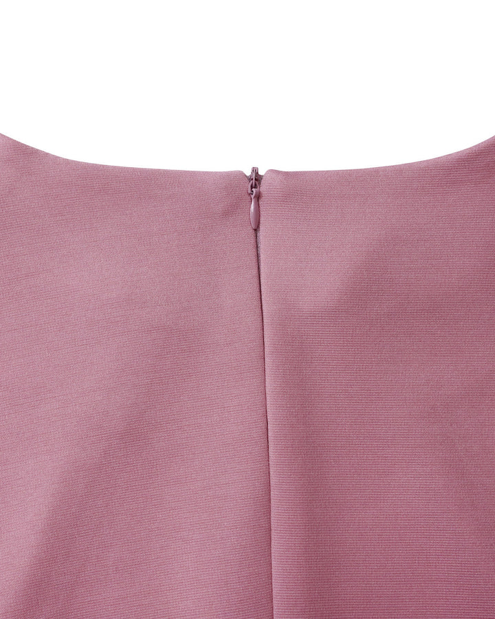 Fashion Crew Neck Long Sleeve Solid Color 3D Floral Midi Dress