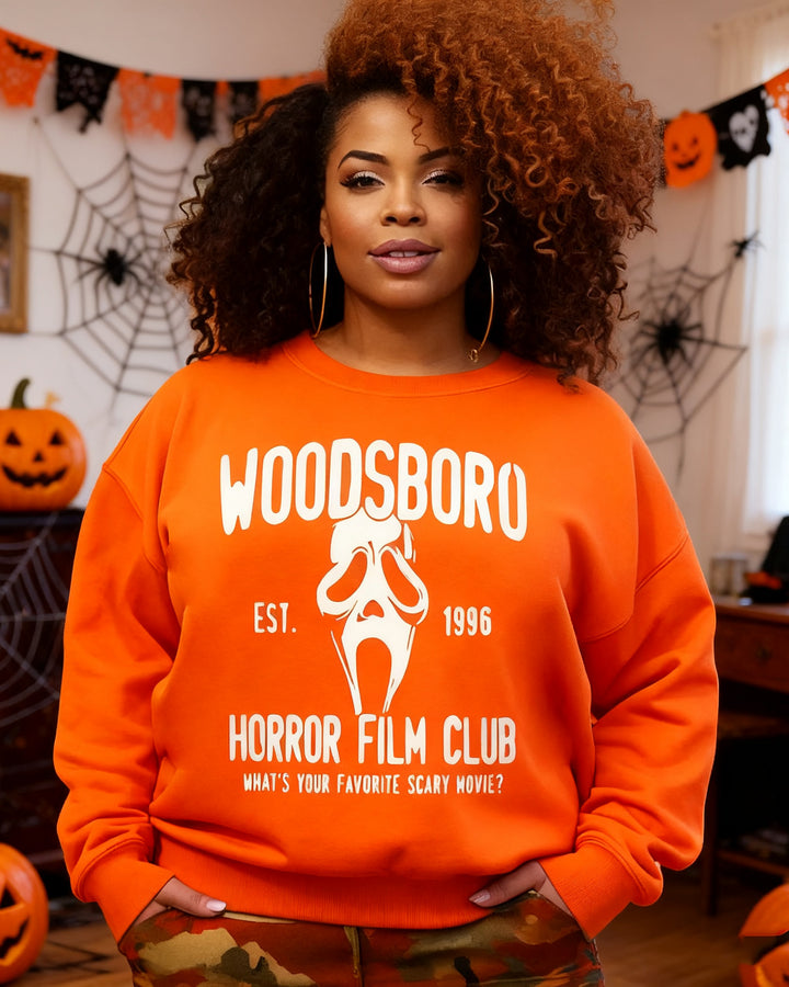 Halloween Woodsboro Horror Club Crewneck Long Sleeve Sweatshirt