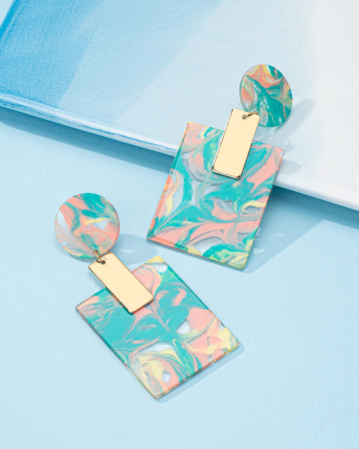 Geometric Round and Square Acrylic Earrings