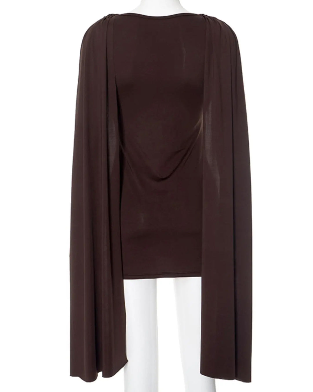 Women's Draped Cowl Neck Cape Sleeve Bodycon Mini Dress