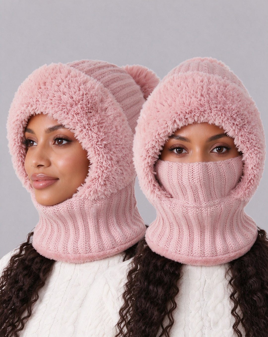 Winter Women's Plush Hat - 3-in-1 Warm andCozy Design