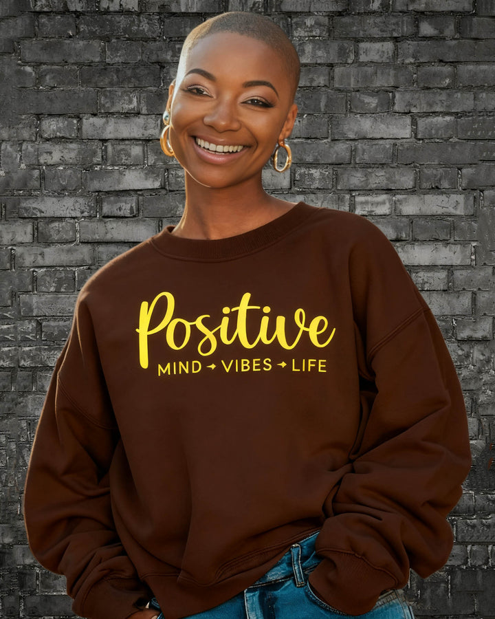Positive Mind Vibes Life Crewneck Long Sleeve Sweatshirt
