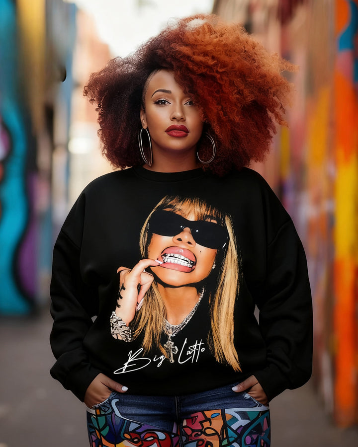 Big Latto Graphic Design Crewneck Long Sleeve Sweatshirt