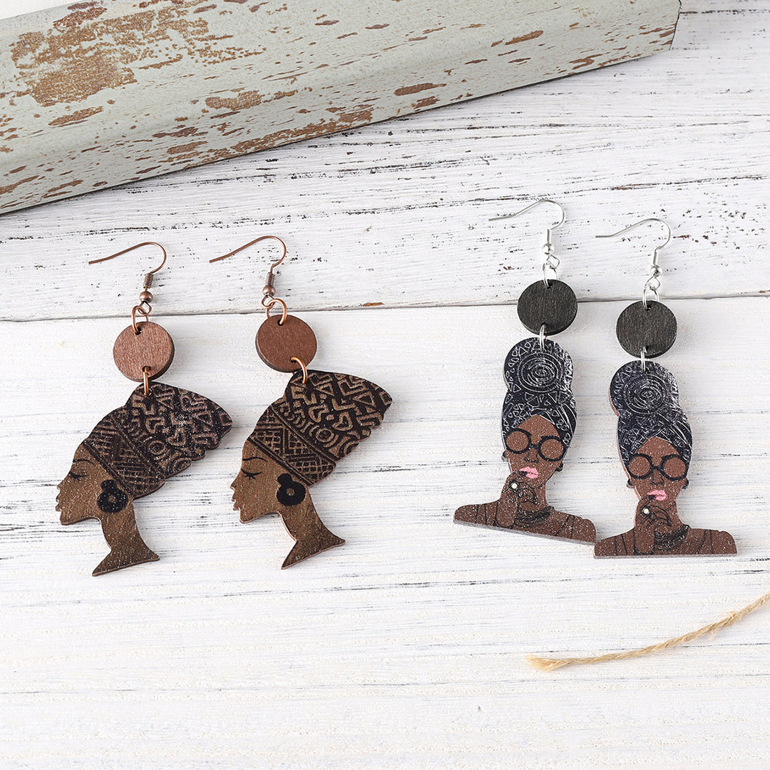 Juneteenth African Style Queen Head Pendant Earrings