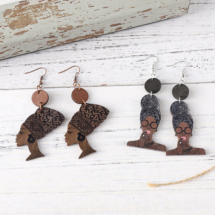 Juneteenth African Style Queen Head Pendant Earrings