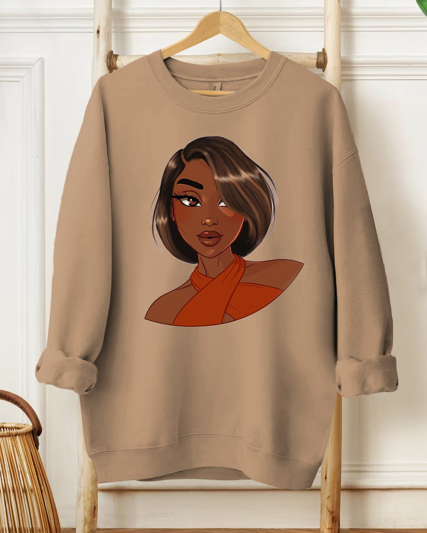 Bob Black Girls Print Long Sleeve Sweatshirt