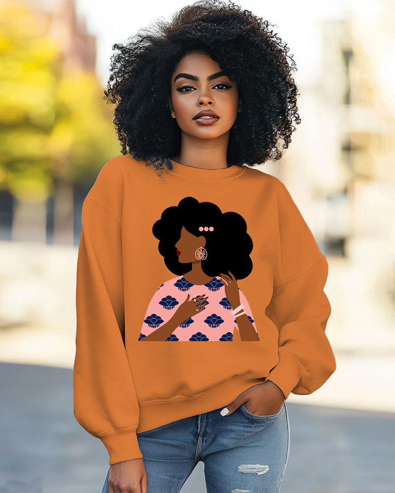 Woman in Pink Art Print Long Sleeve Sweatshirt