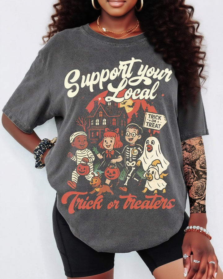 Halloween Support Your Local 100% Cotton Crew Neck Short Sleeve Tshirt