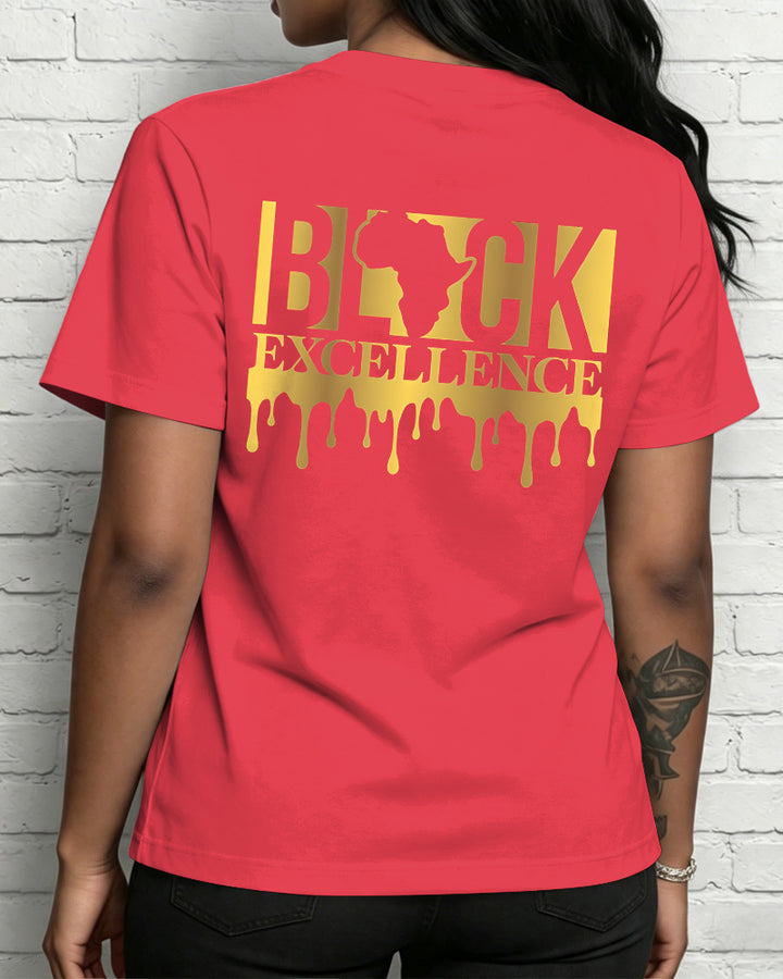 100% Cotton Black Excellence Crew Neck Short Sleeve Tshirt