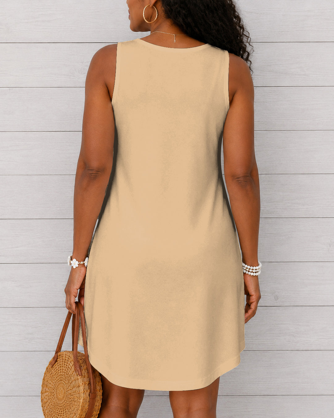 Do Not Fear Masterpiece Round Neck Sleeveless Mini Casual Dress
