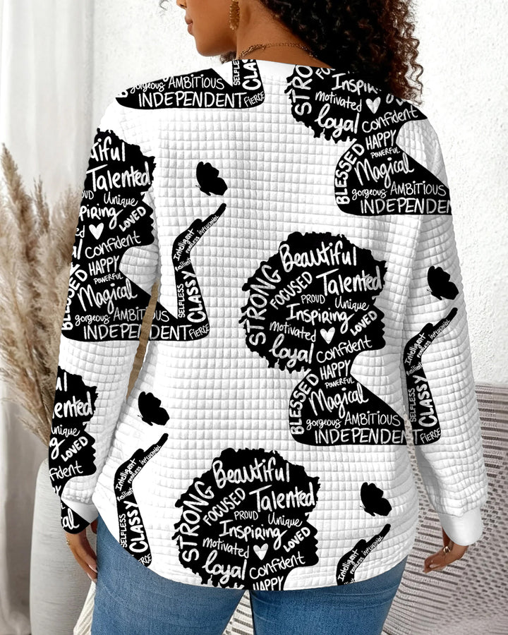 Black Girl Magic Waffle Crewneck Long Sleeve Sweatshirt
