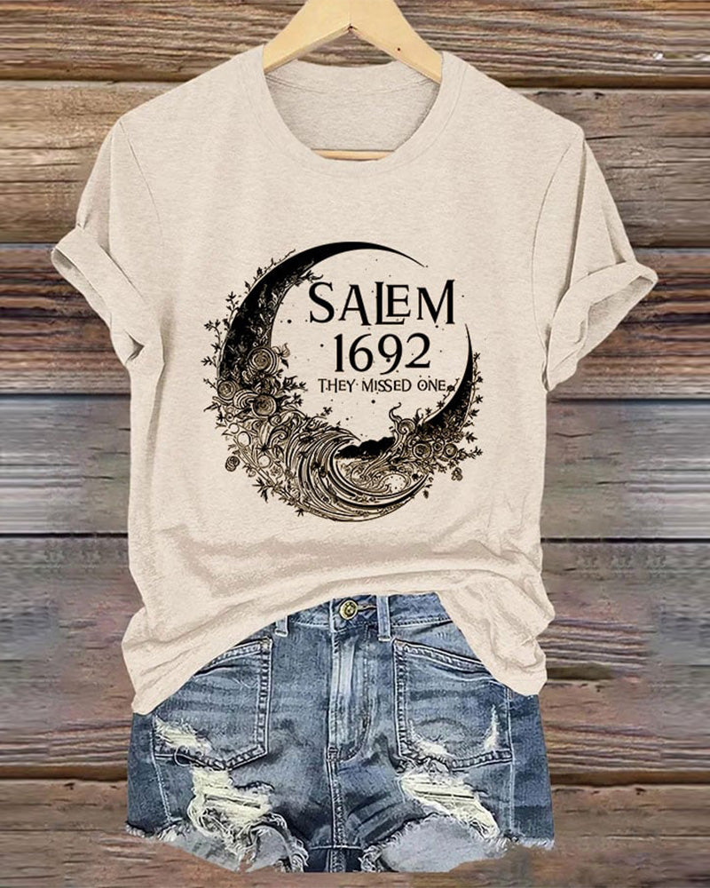 Salem 1692 They Missed One Round Neck Halloween T-Shirt