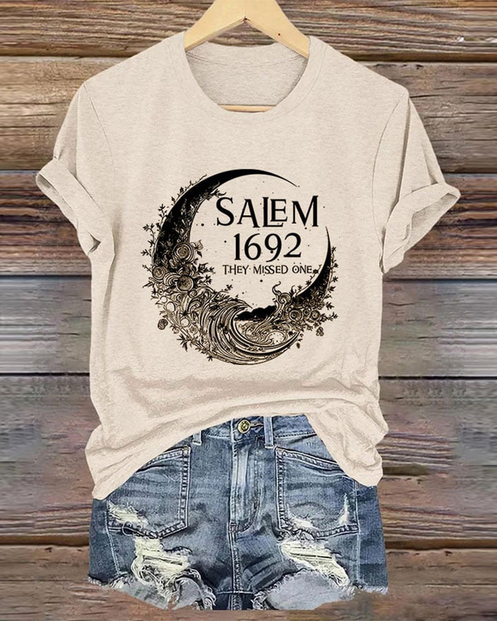 Salem 1692 They Missed One Round Neck Halloween T-Shirt