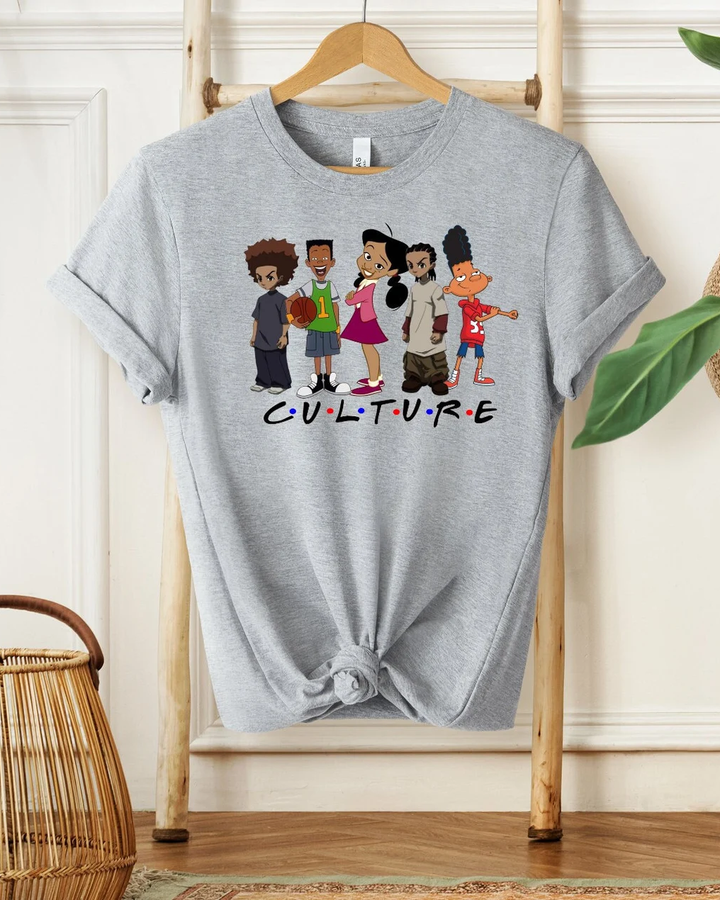 100% Cotton Black Cartoon Characters Juneteenth Crew Neck Short Sleeve Tshirt