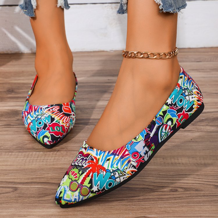 Pointed Toe Flat-soled Shallow-cut Plaid Shoes