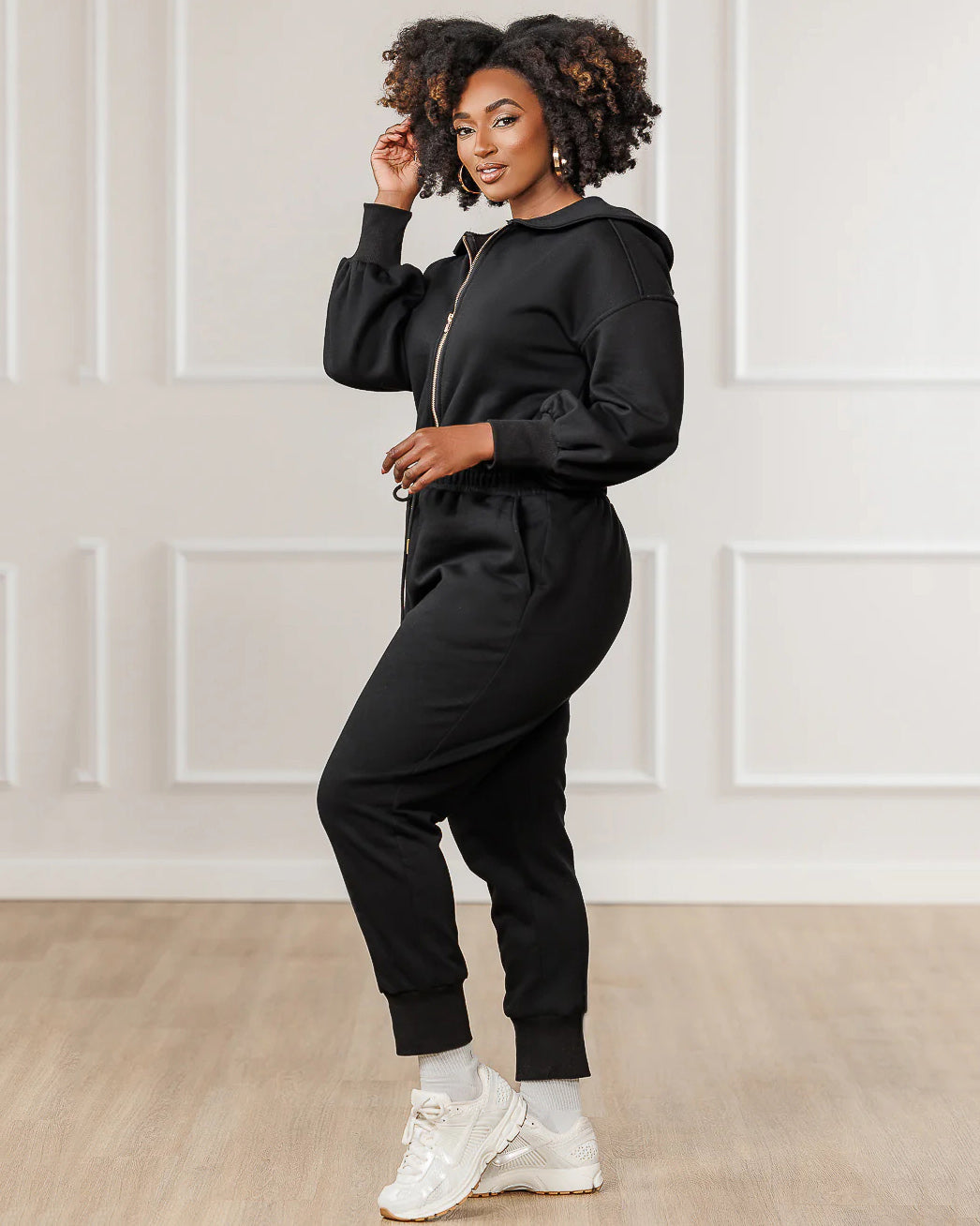 Fleece Puffed Sleeve Jumpsuit