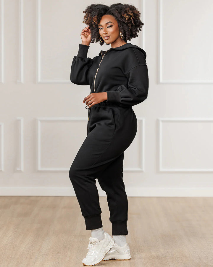 Fleece Puffed Sleeve Jumpsuit