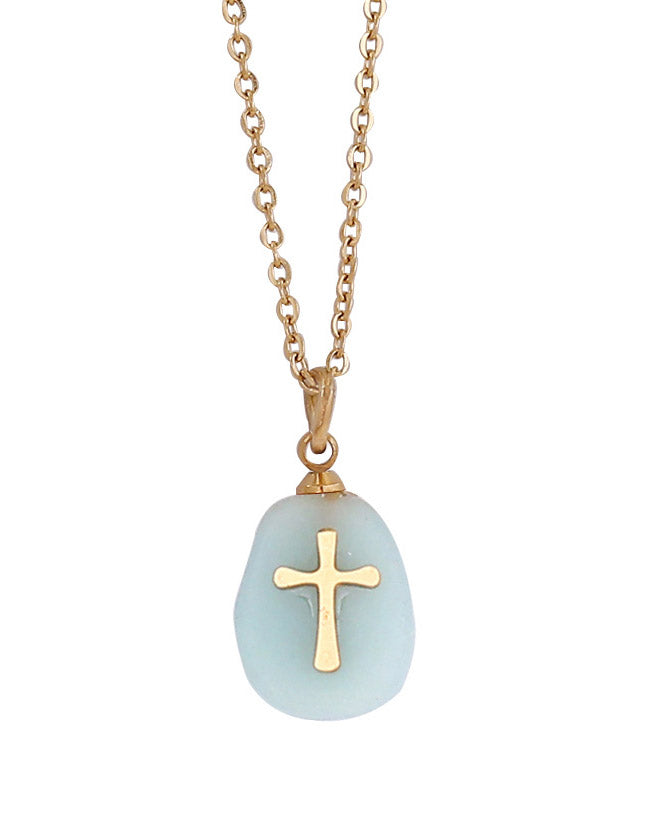 Christian Natural Stone Cross Necklace Necklace