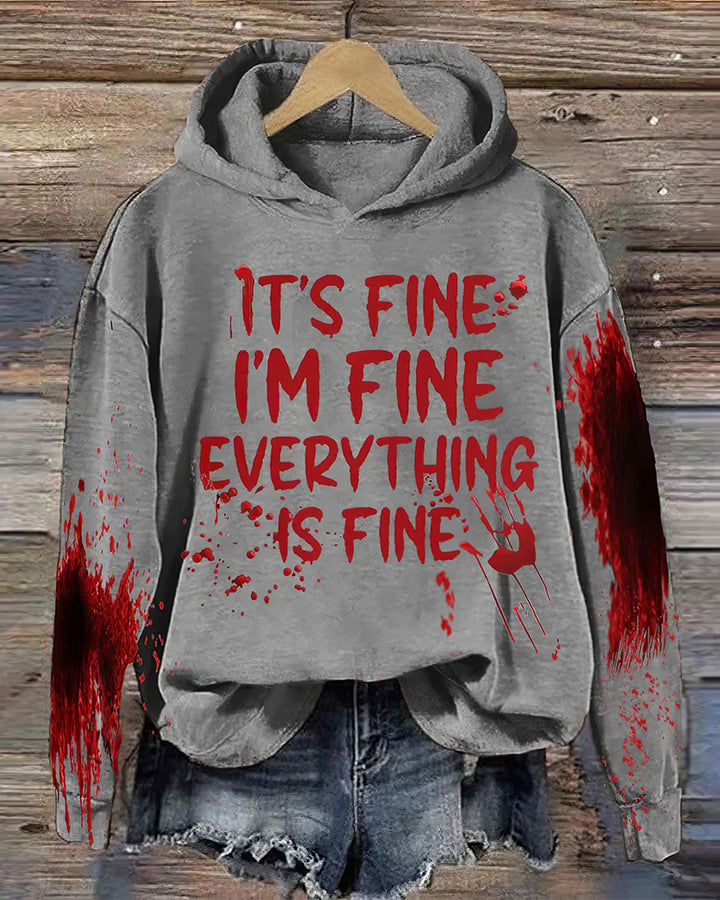 It'S Fine Everyting Is Fine Halloween Long-sleeved Hoodie