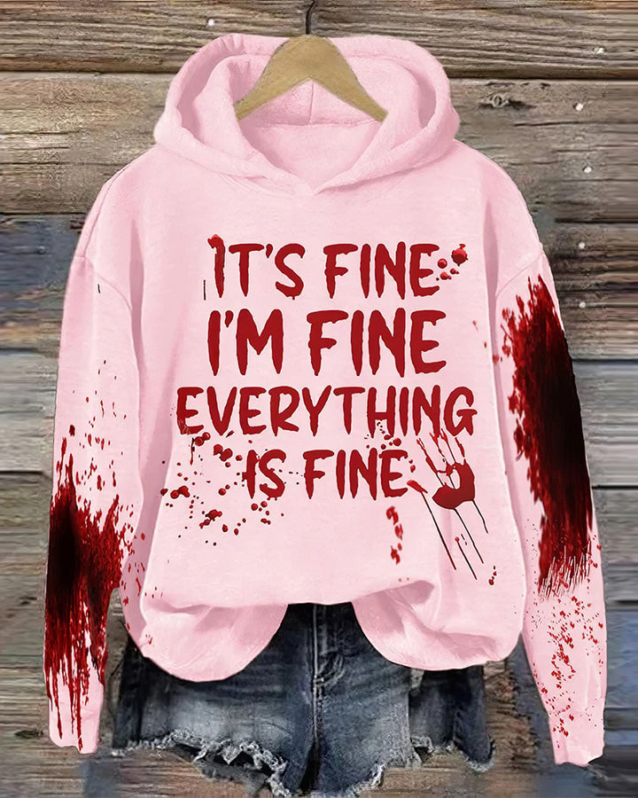 It'S Fine Everyting Is Fine Halloween Long-sleeved Hoodie