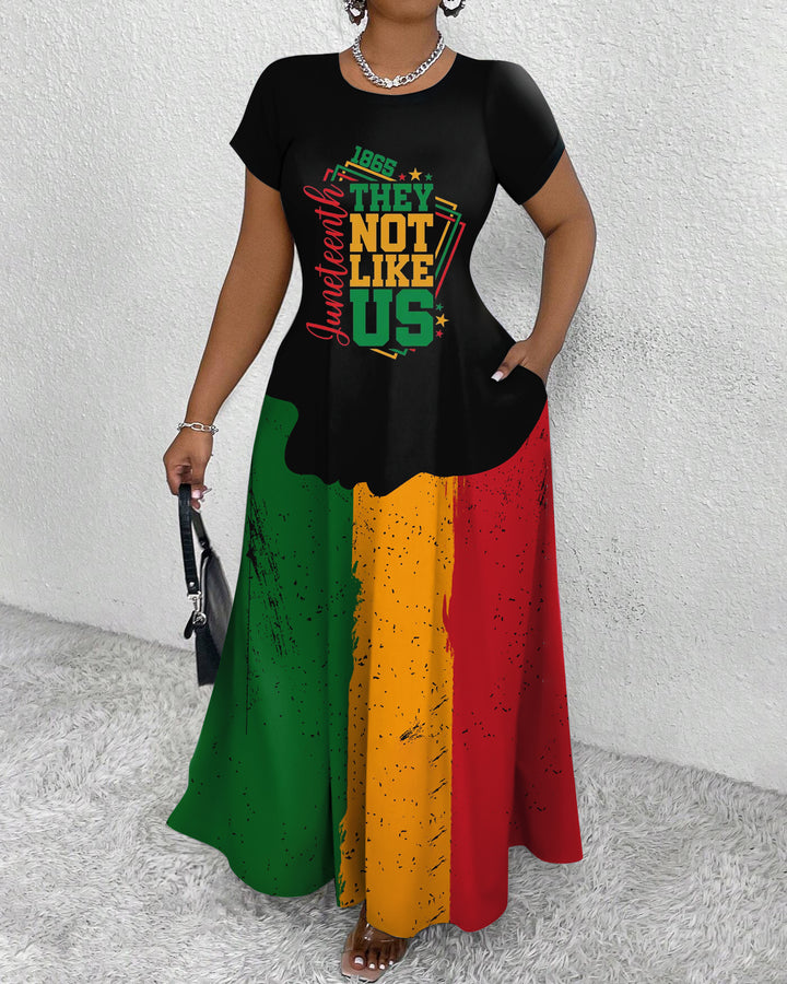 They Not Like Us Round Neck Short Sleeve Maxi Dress