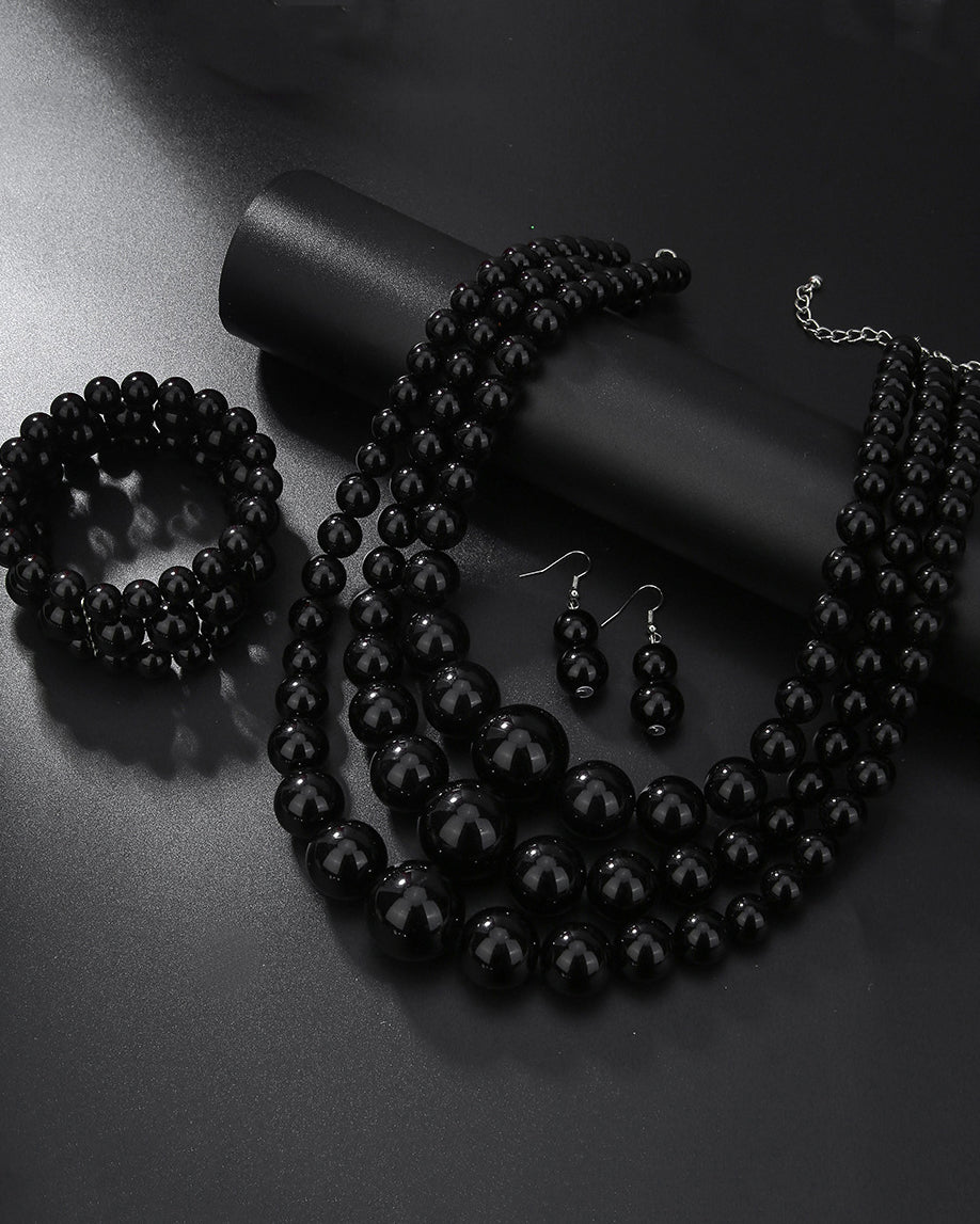 3pcs/set Elegant Imitation Pearl Multilayer Necklace Party Jewelry Set