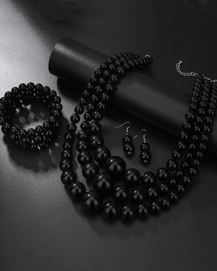 3pcs/set Elegant Imitation Pearl Multilayer Necklace Party Jewelry Set